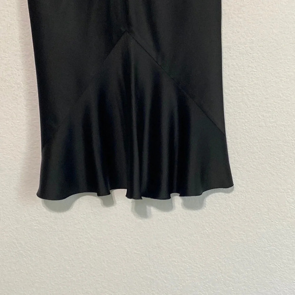 Emporio Armani Vintage Black Satin Ruffled Straight Mini Skirt Size 4 - Picture 7 of 8